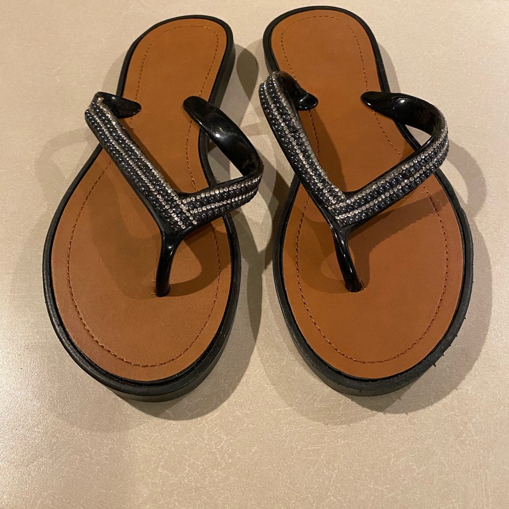Black and Brown Women's Sandals With A Little Bling